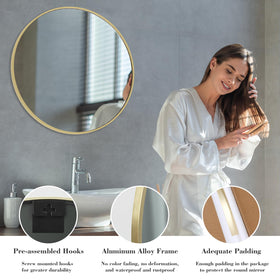 NEWBULIG versatile round mirror above sink enhances bedrooms and entryways with style