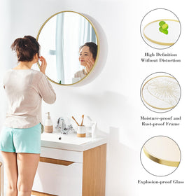 NEWBULIG easy-install round mirror with included hardware for quick bathroom setup