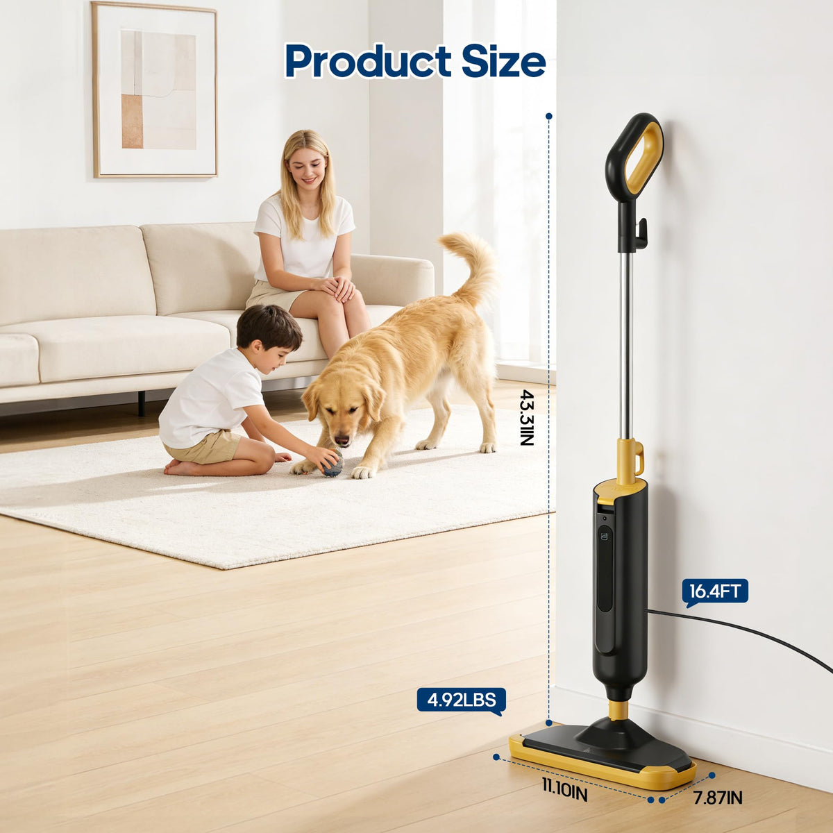 NEWBULIG Steam Mop cleaning tile floors with powerful steam.