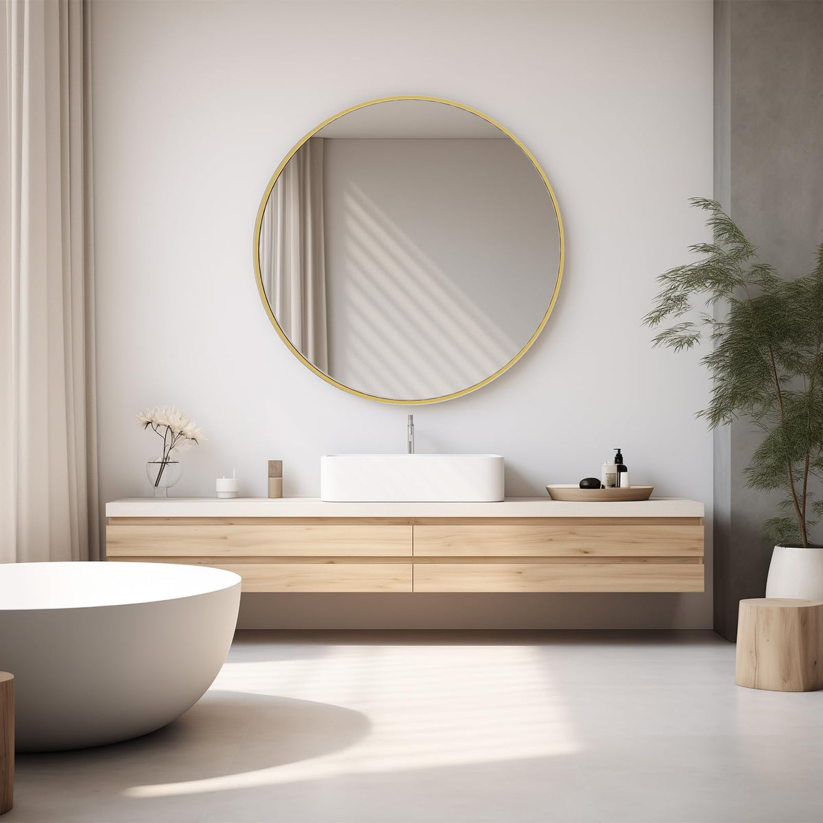 NEWBULIG tempered glass round mirror delivers safe, shatter-resistant performance for daily routines