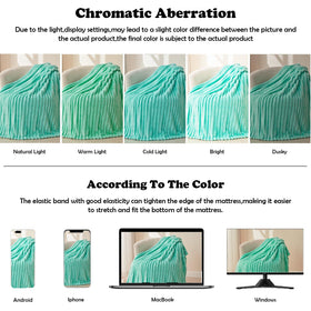 Newcosplay Aqua Ribbed Throw Blanket by the bedside for warm nights