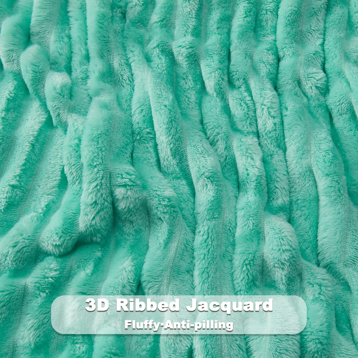 Newcosplay Aqua Ribbed Throw Blanket closeup fabric texture and weave detail