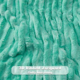 Newcosplay Aqua Ribbed Throw Blanket closeup fabric texture and weave detail