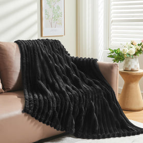 NewCosplay black ribbed twin blanket after wash retains softness and shape