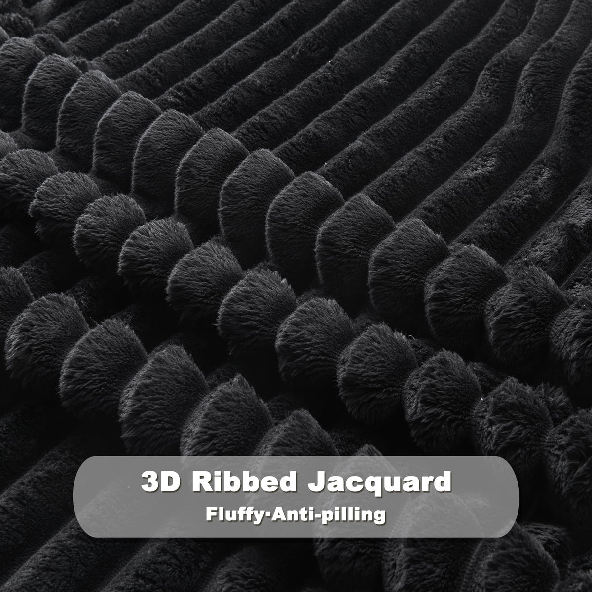 NewCosplay black ribbed twin blanket tag detail adds authenticity and quality cue