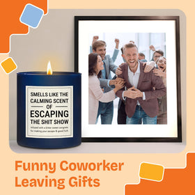 NewEleven 8oz candle burning glow creates a calming workspace atmosphere.