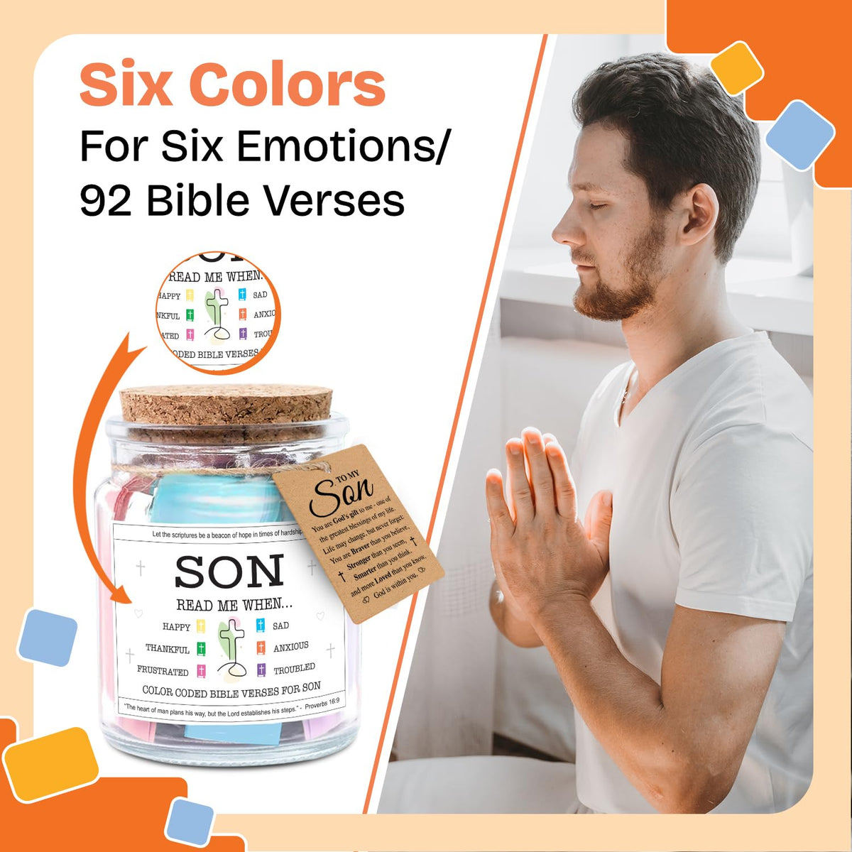 NewEleven Bible Verse Jar with card inside for heartfelt messages to your son.