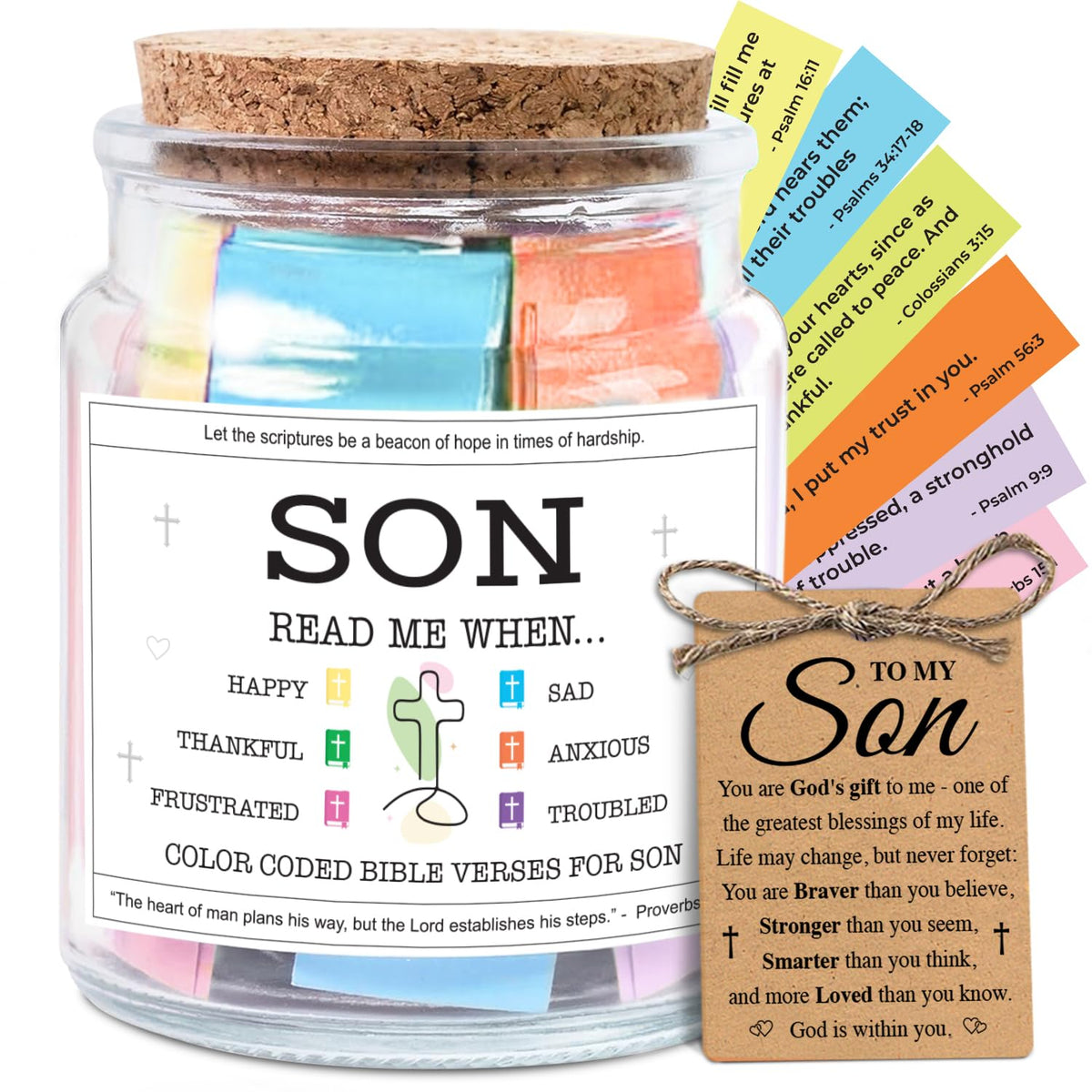 NewEleven Bible Verse Jar close-up with premium glass and cork lid for a meaningful gift.