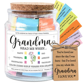 NewEleven Bible Verse Jar front view highlights elegant glass and calming cork lid for daily inspiration.
