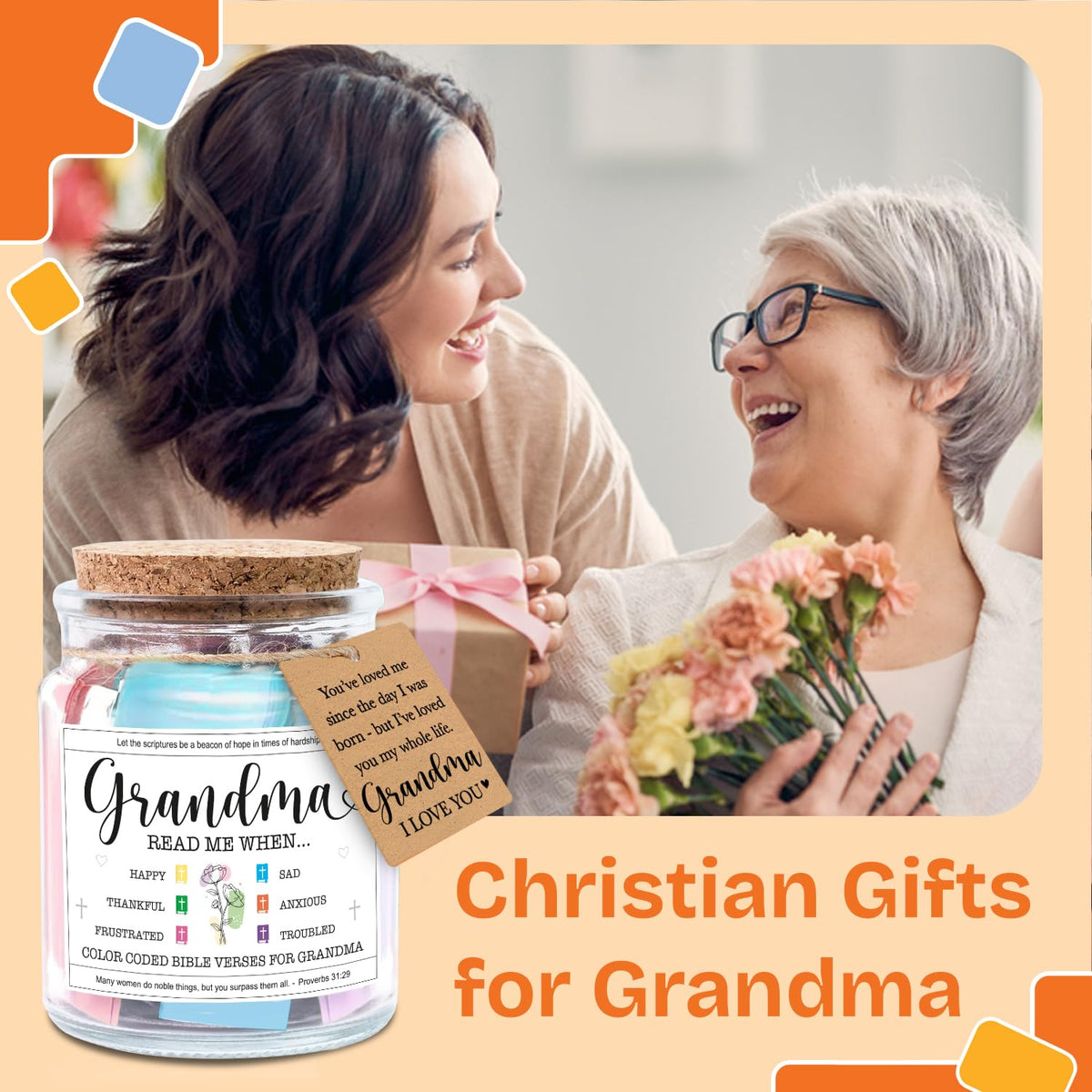 NewEleven Bible Verse Jar gift-wrap ready for grandma's celebration.