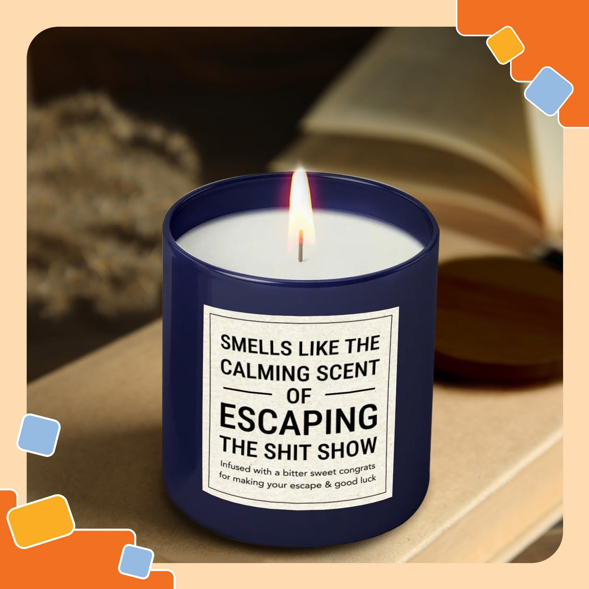 Gift-ready packaging for NewEleven retirement candle, perfect for gifting.