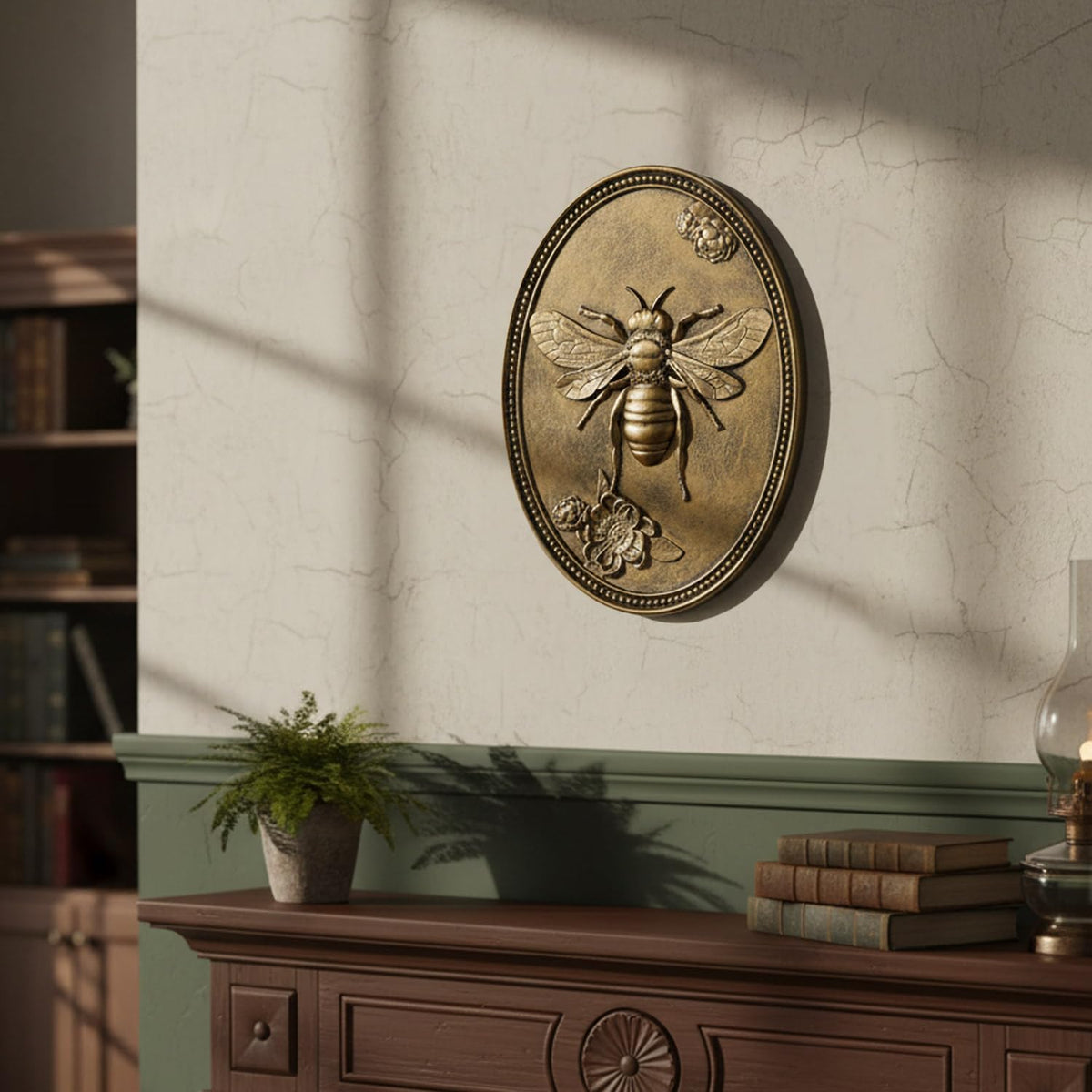 Newinhome Vintage Bee Wall Sculpture resin body offers durable, lightweight display