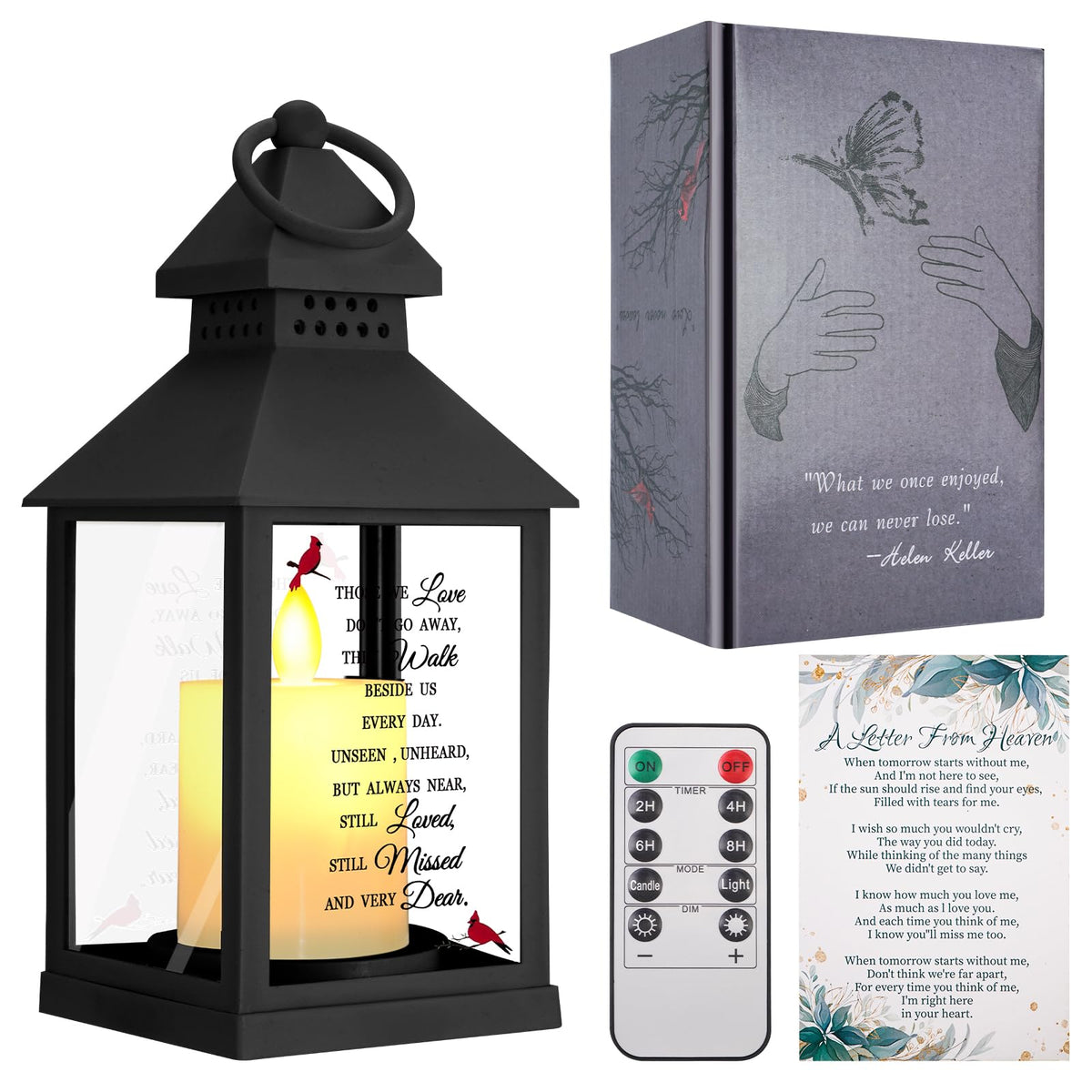 Newoh Sympathy Lantern with remote control for timed memorial lighting