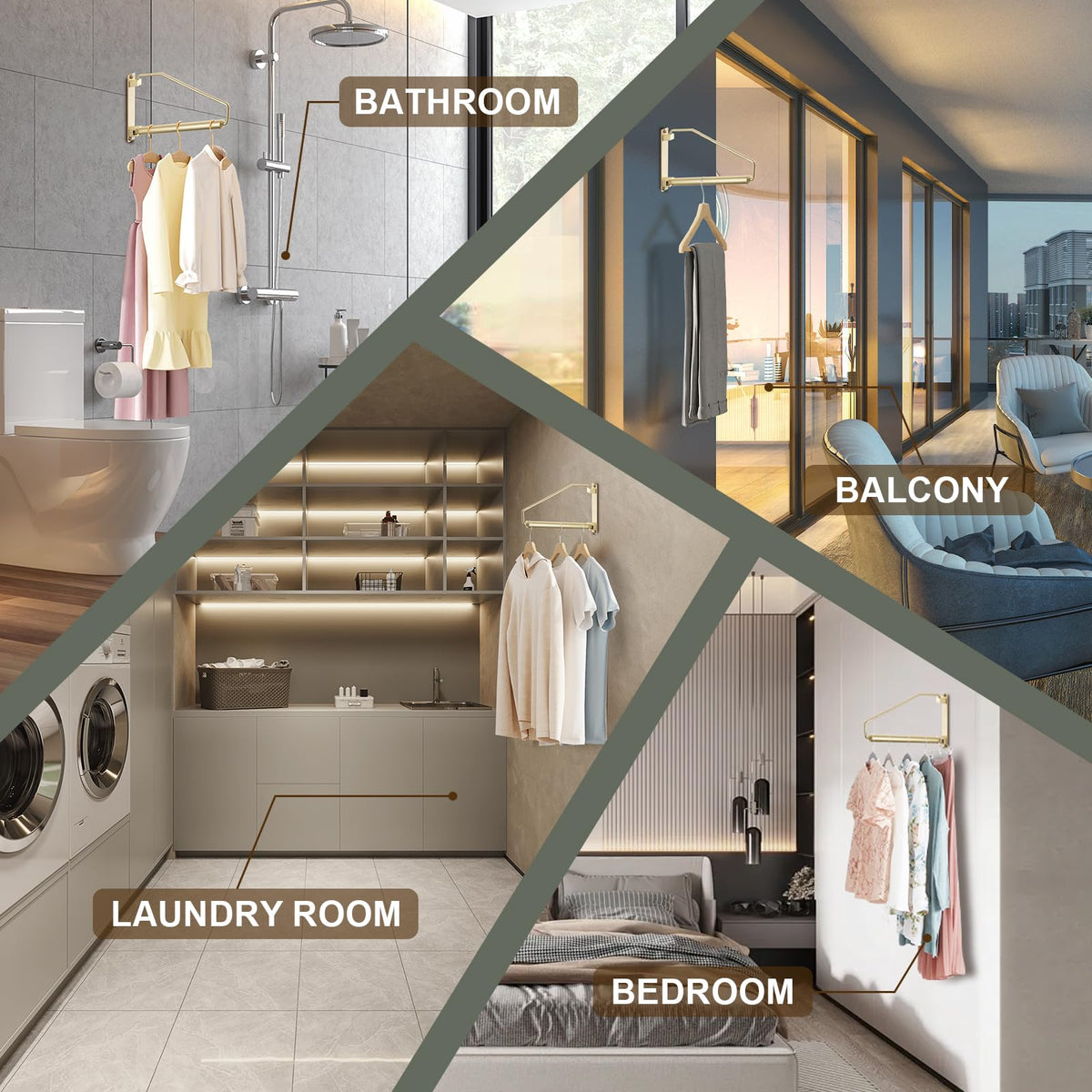 NEWRAIN 180-degree swing arm offers versatile drying and storage.