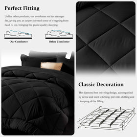 Newspin Queen Comforter Set Black all-season warmth suitable for year-round use.