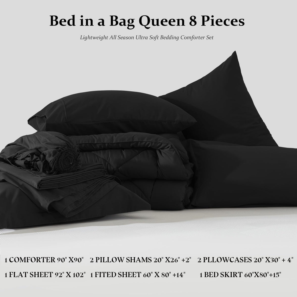 Newspin Queen Comforter Set Black bedroom styling option to refresh décor.