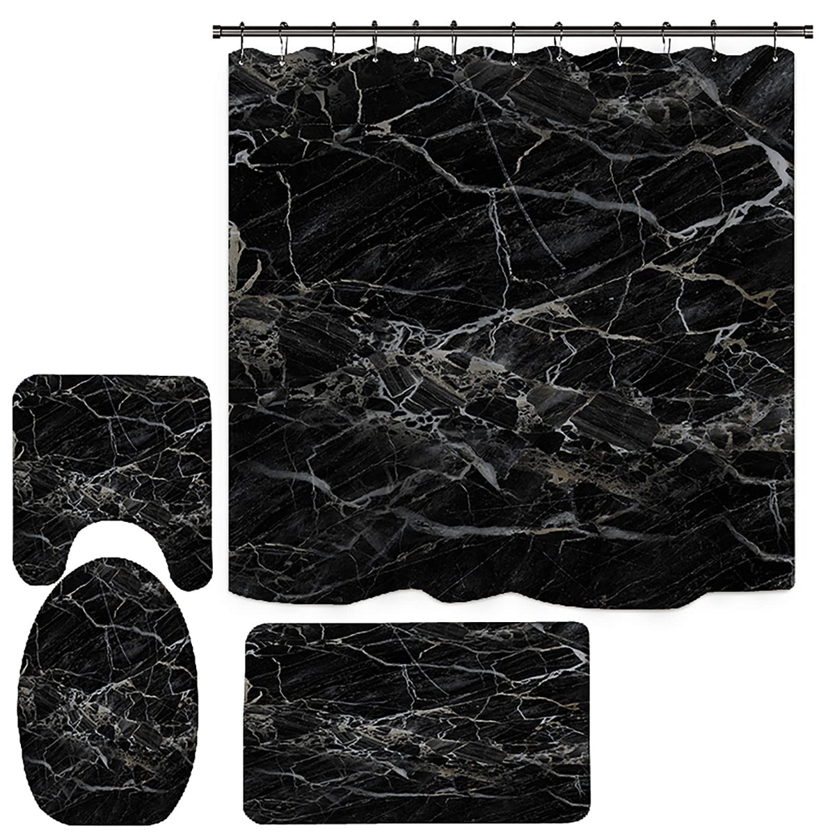Newsuyaa marble shower curtain with black veins adds modern luxury