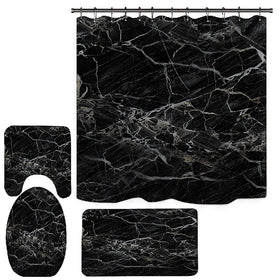Newsuyaa marble shower curtain with black veins adds modern luxury