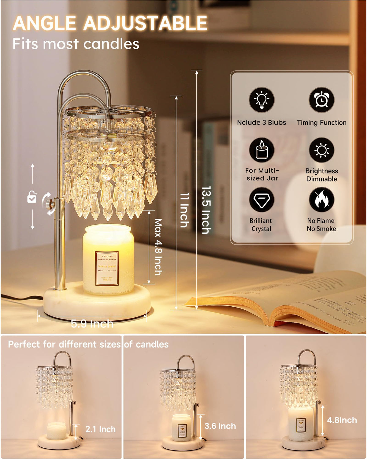 Prismatic diamond pendants refract light for a luxurious ambiance