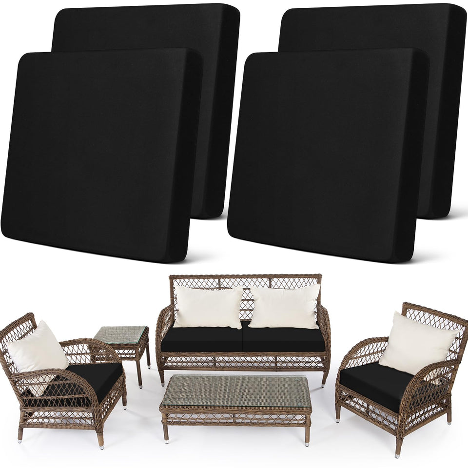 Newwiee cushion cover 4pc in black protects furniture and refreshes your living room.
