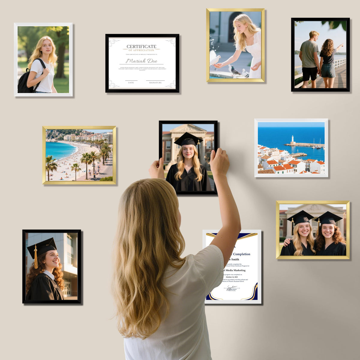 Nexcover wall-mounted frame displaying landscape orientation in a modern space