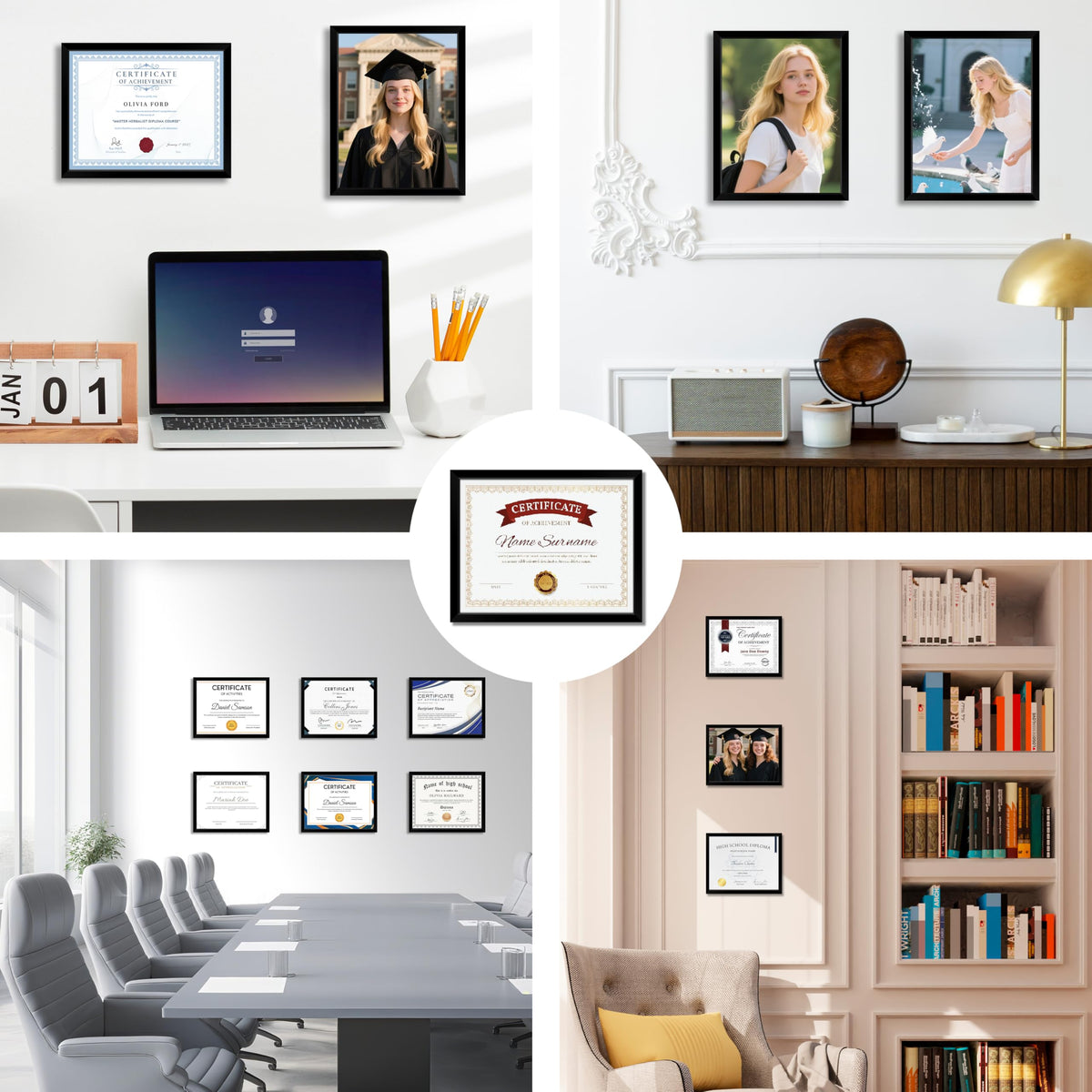 NEXCOVER diploma frame color options black white gold complement decor