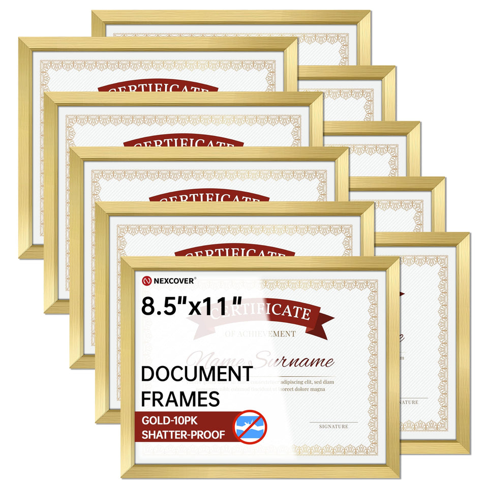 NEXCOVER diploma frame gold 10-pack for a premium showcase of certificates.