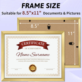 NEXCOVER 8.5x11 black frame set highlighting a formal diploma display.