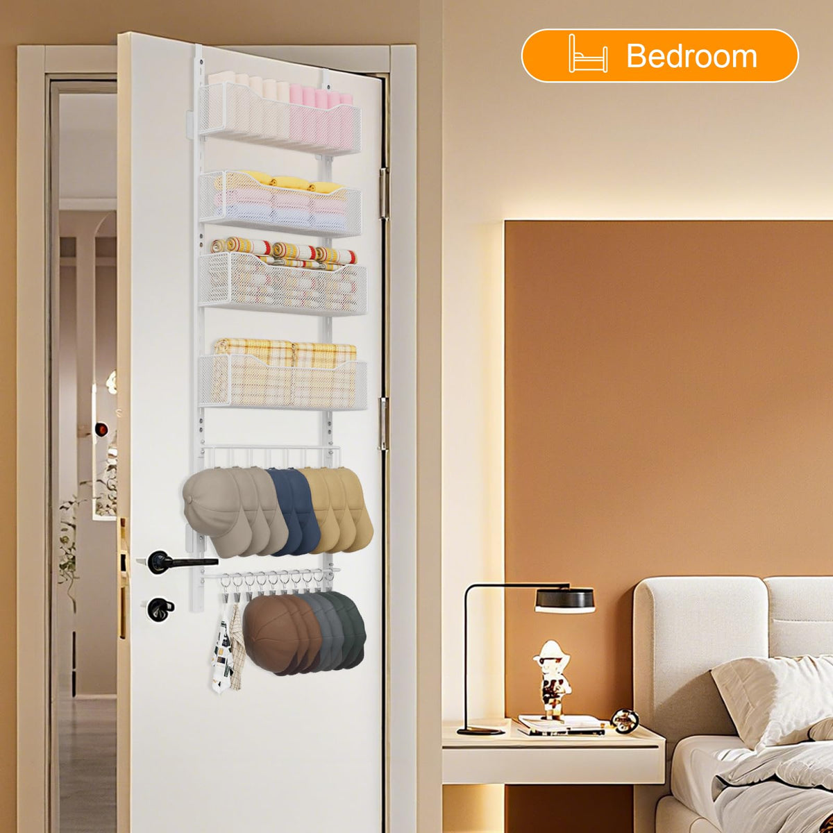 NEYCIL door hat rack with eight hooks preserves hat shapes.