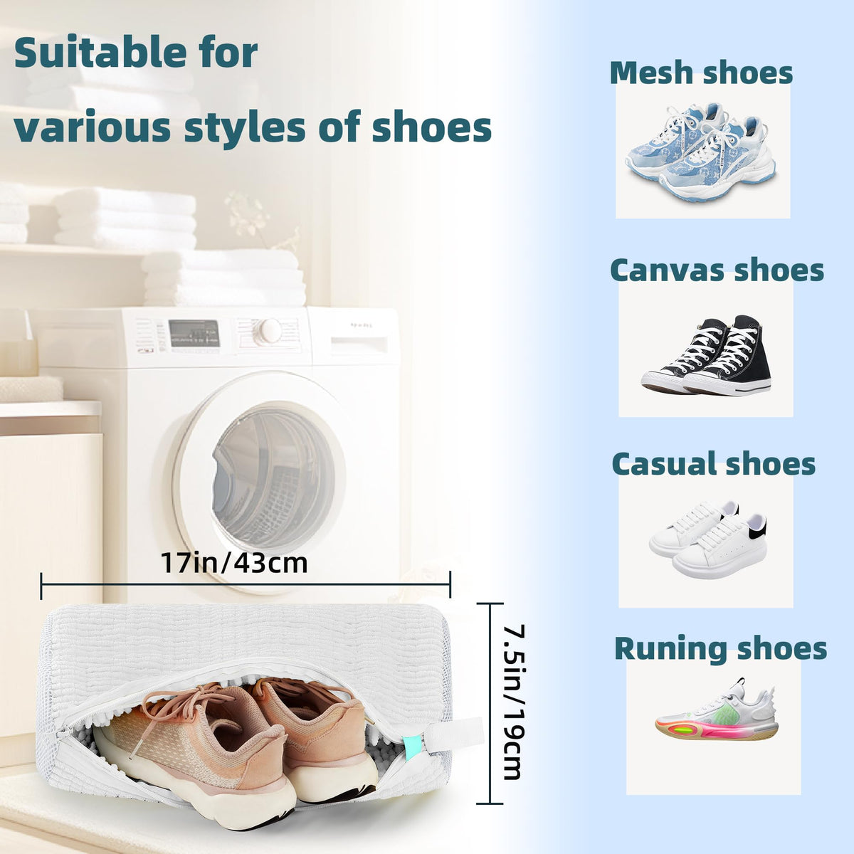 ngfhf shoe washing bag accommodates large sneakers in a 17in size