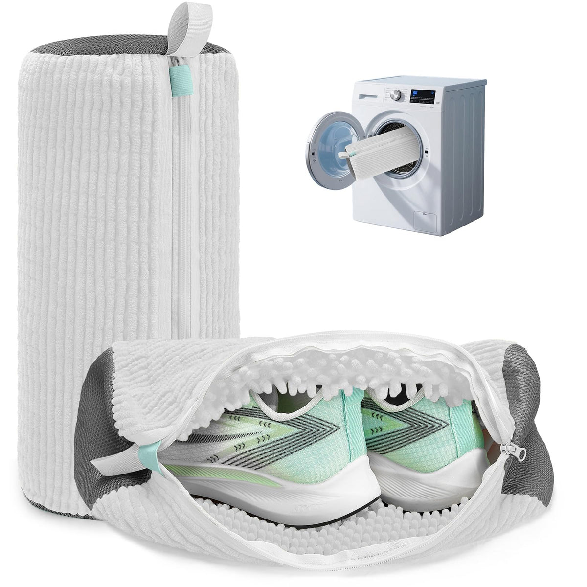 ngfhf shoe washing bag front view highlighting roomy interior for sneakers cleaning
