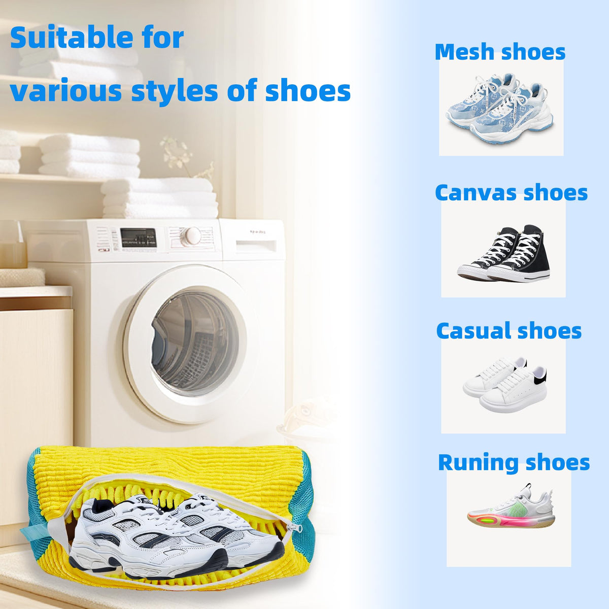 ngfhf shoe washing bag inside drum keeps shoes centered for deep cleaning