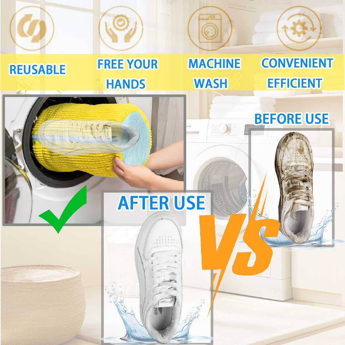 ngfhf shoe washing bag side zipper design easy loading and protection