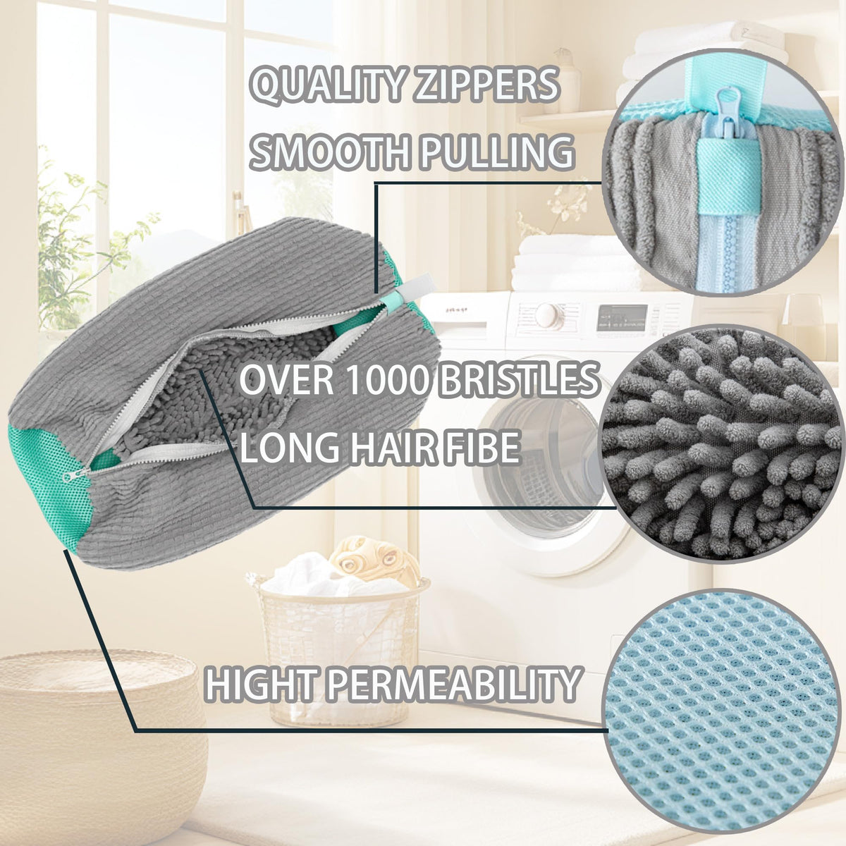 ngfhf shoe washing bag side zipper design for easy insertion