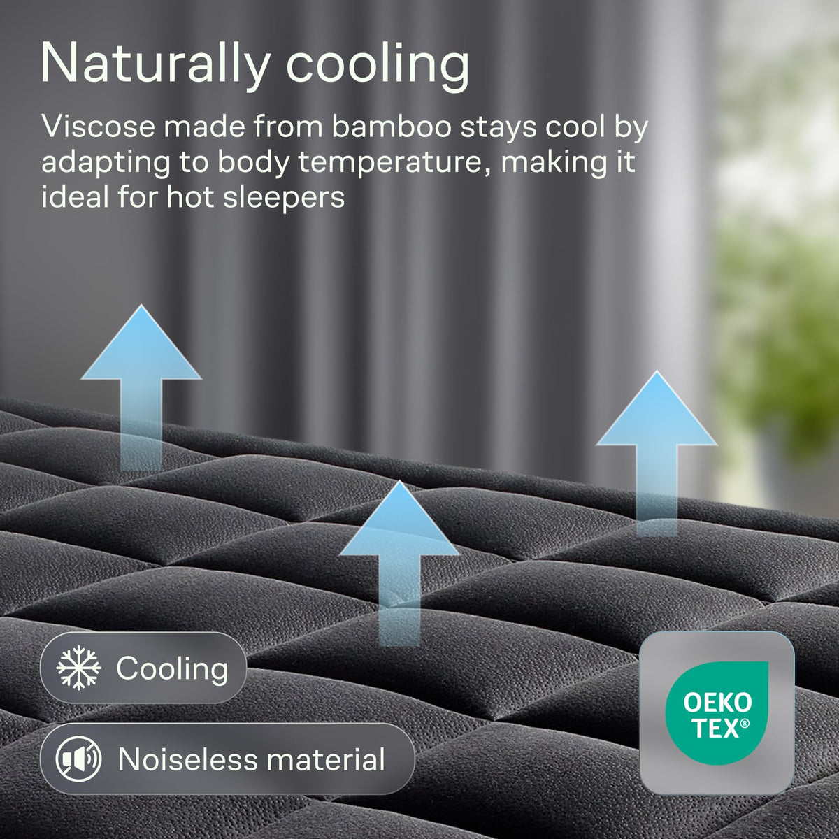Niagara Sleep Solution cooling bed pad on mattress demonstrates sweat-wicking comfort