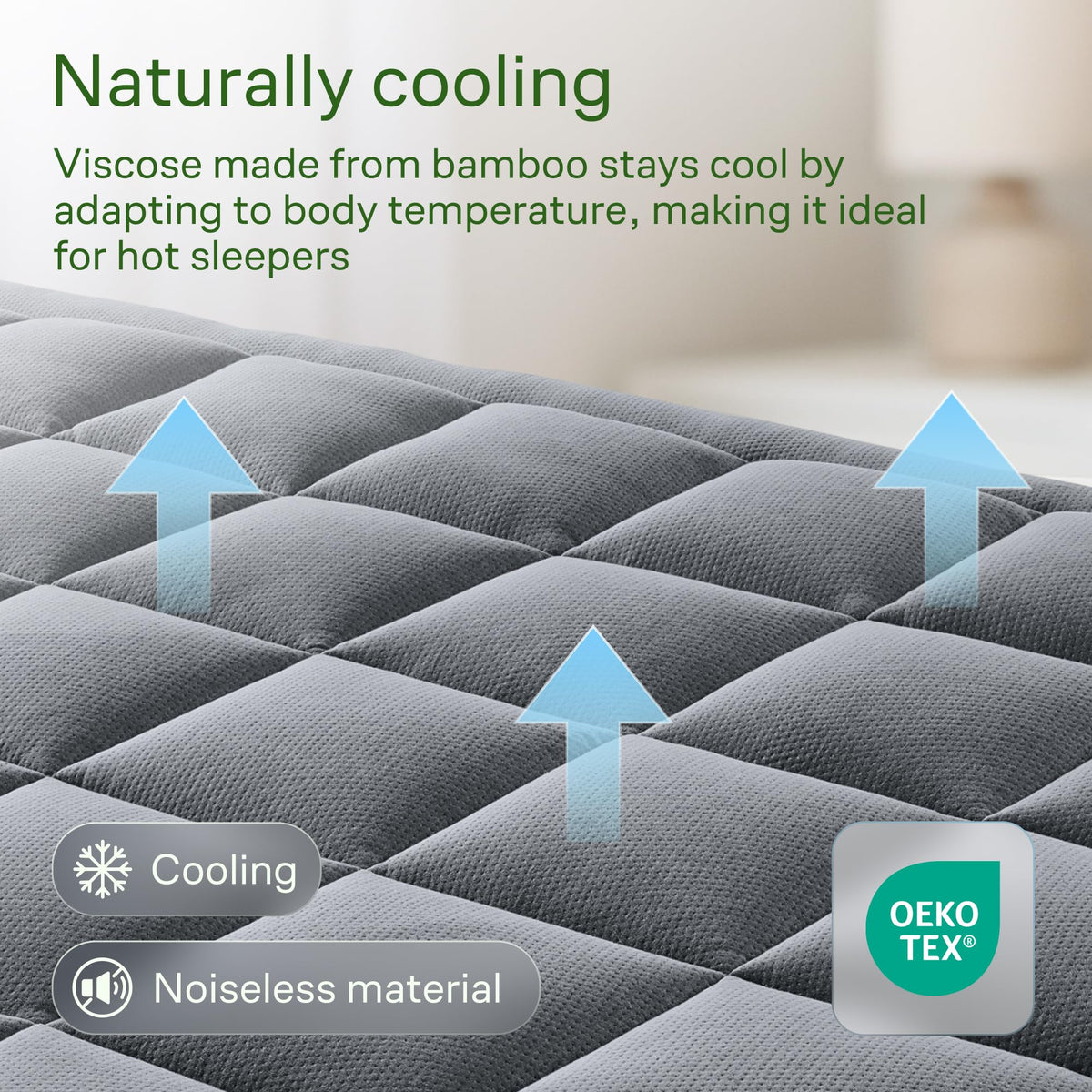 Niagara Sleep Solution deep-pocket design keeps the topper securely on thick mattresses.