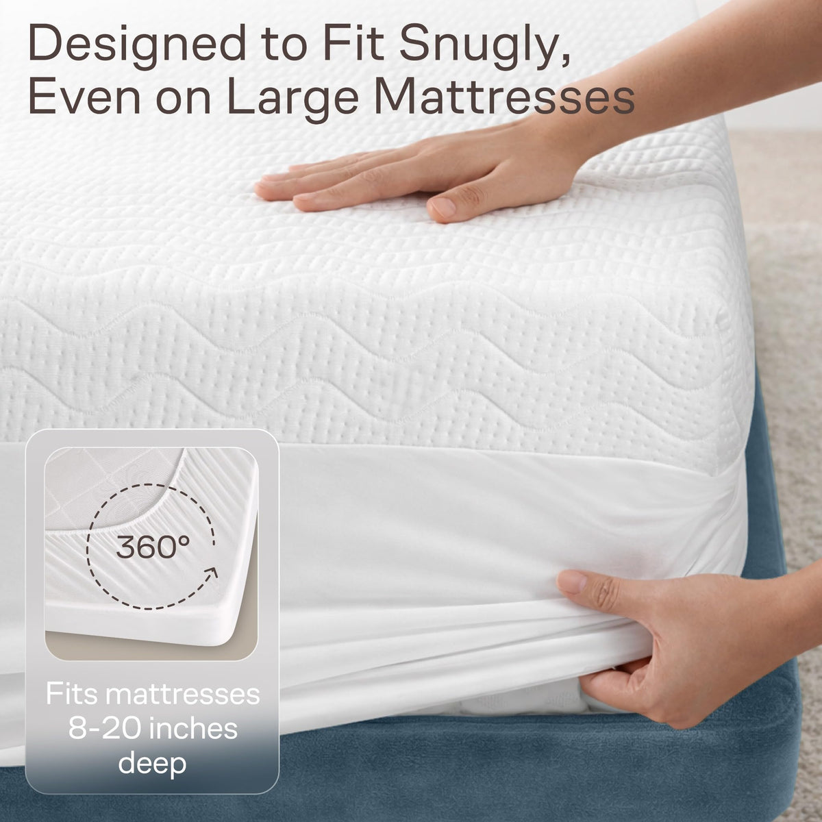 Niagara Sleep Solution deep-pocket queen fit covers thick mattresses securely.