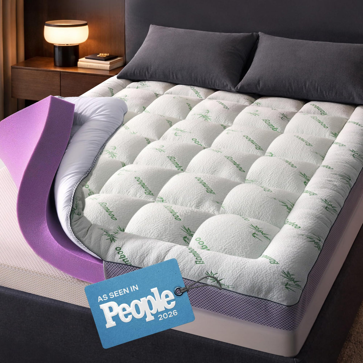 Niagara Sleep Solution dual-layer queen topper assembly shows balanced softness and support