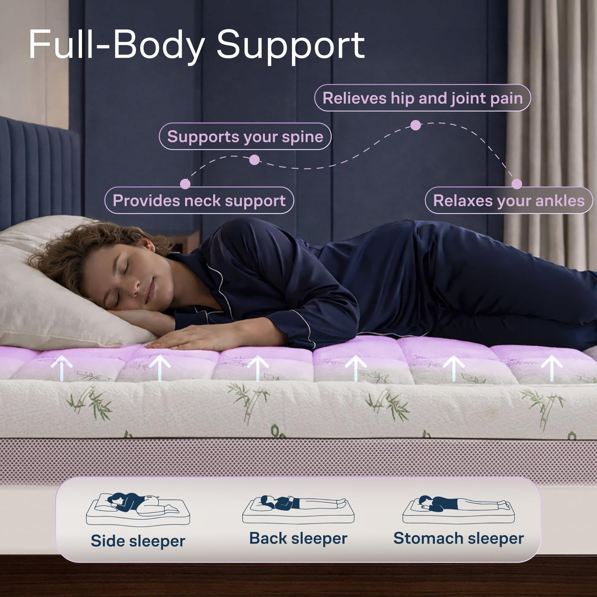 Niagara Sleep Solution fitted skirt secure-fit image shows stay-in-place design