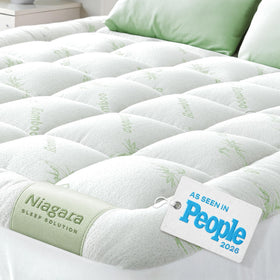 Niagara Sleep Solution king topper ultra-soft bamboo rayon fabric delivers plush comfort.