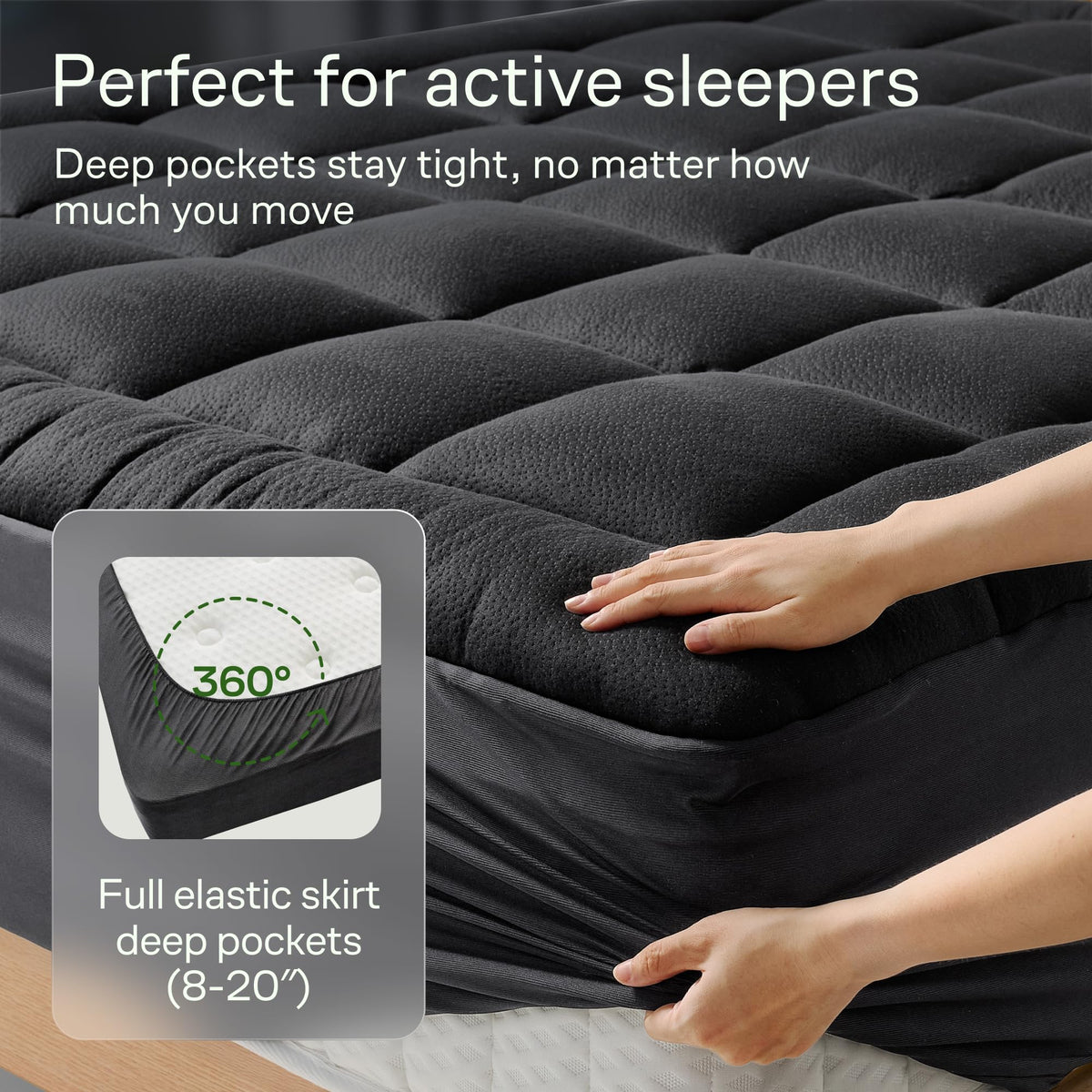 Machine-washable topper maintains softness after many washes.