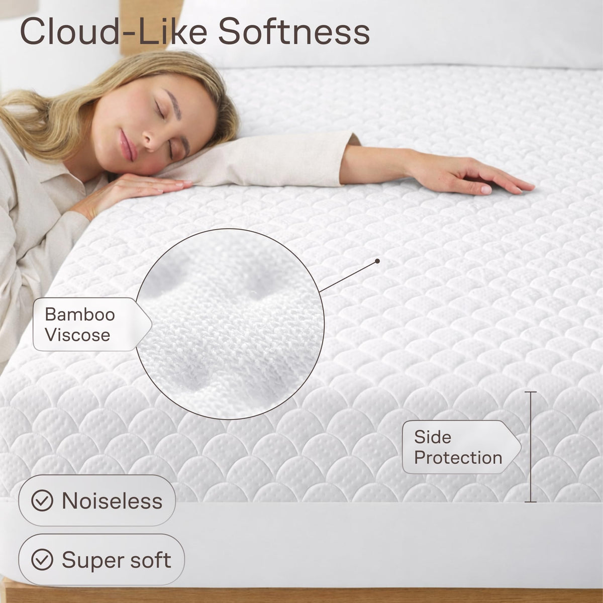 Niagara Sleep Solution noiseless soft-touch fabric delivers quiet, comfortable sleep.