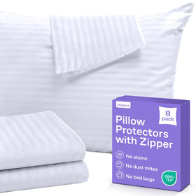 Niagara Sleep Solution king-size pillow protector front view keeps pillows clean.