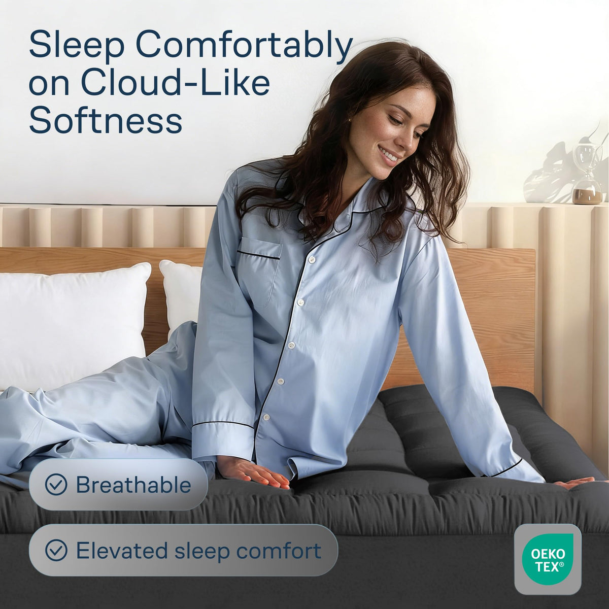 Niagara Sleep Solution queen topper 60x80 inches offers full coverage and hotel-like comfort