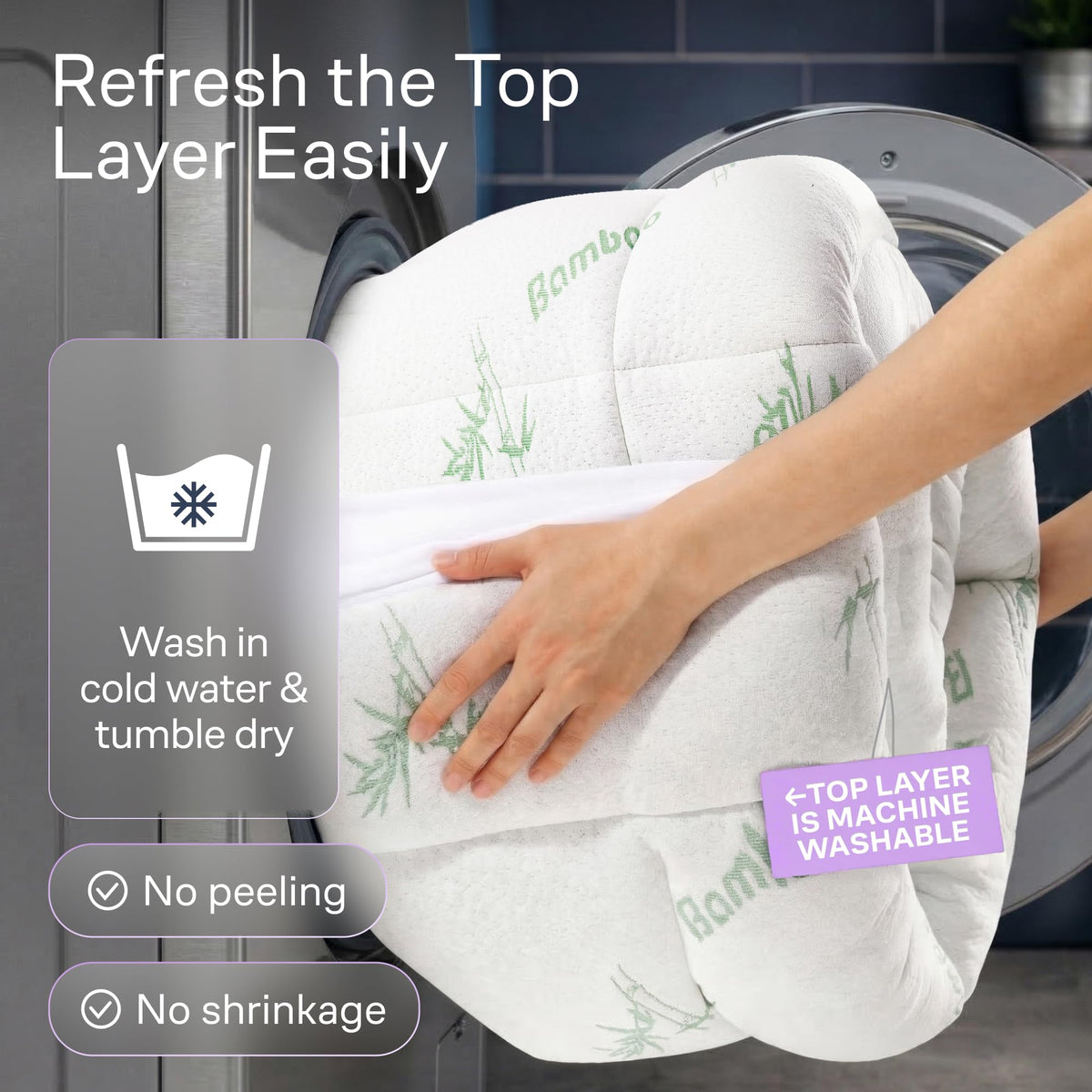 Niagara Sleep Solution topper softens a firm mattress without sacrificing support in use