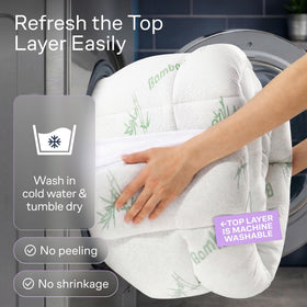 Niagara Sleep Solution topper softens a firm mattress without sacrificing support in use