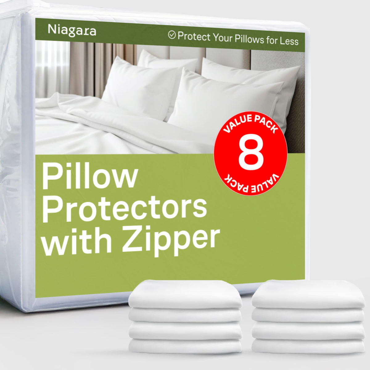 Niagara Sleep Solution ultra-soft king-size protector in 8-pack protects against stains