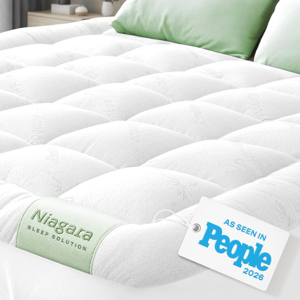 Niagara Sleep Solution Ultra Soft queen topper on bed providing plush comfort