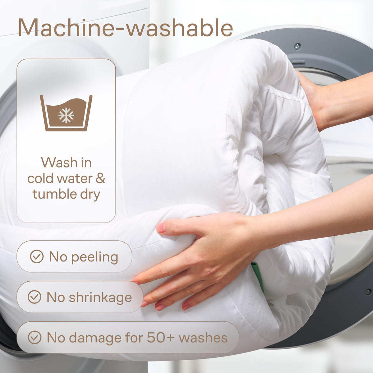 Niagara Sleep Solution machine-washable topper for easy care.