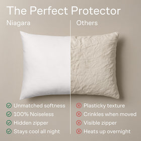 Niagara white pillow protectors blend with any bedding for a clean bedroom look.